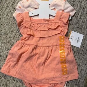 Carter's Coral Ruffle Diaper Cover Set